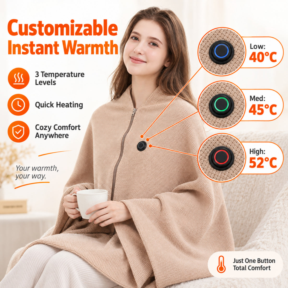 Cosy Hands-Free USB Heated Shawl - Demo Ozerty