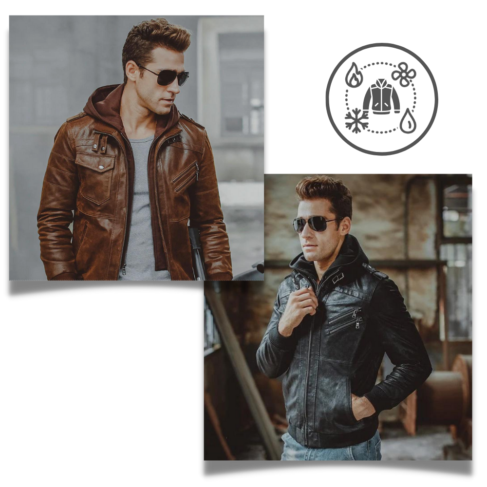 Classic Brown Leather Motorcycle Jacket - Ozerty